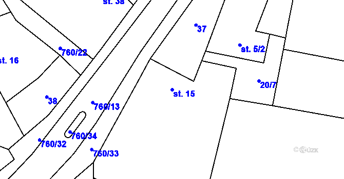 Parcela st. 15 v KÚ Dolní Lukavice, Katastrální mapa
