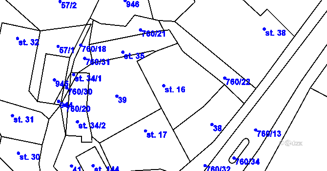 Parcela st. 16 v KÚ Dolní Lukavice, Katastrální mapa