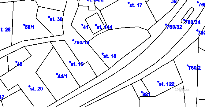 Parcela st. 18 v KÚ Dolní Lukavice, Katastrální mapa