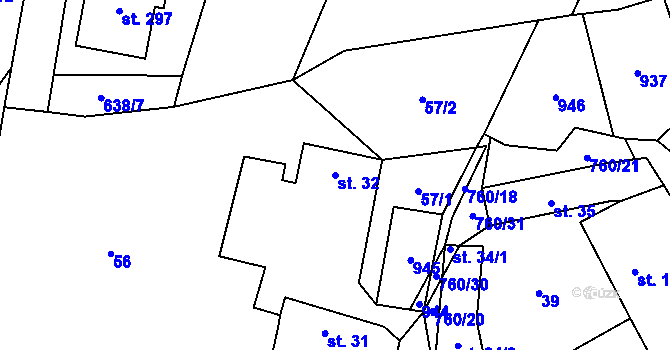 Parcela st. 32 v KÚ Dolní Lukavice, Katastrální mapa