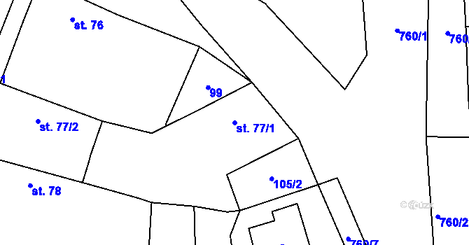 Parcela st. 77/1 v KÚ Dolní Lukavice, Katastrální mapa