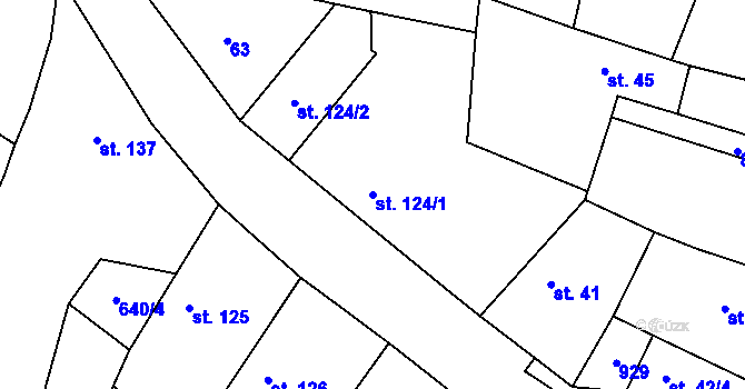 Parcela st. 124/1 v KÚ Dolní Lukavice, Katastrální mapa