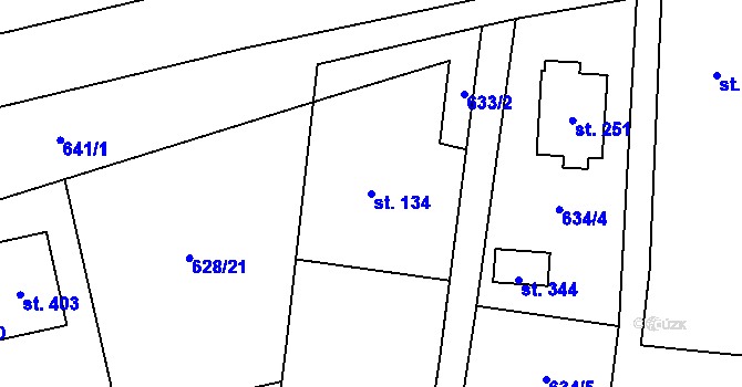 Parcela st. 134 v KÚ Dolní Lukavice, Katastrální mapa