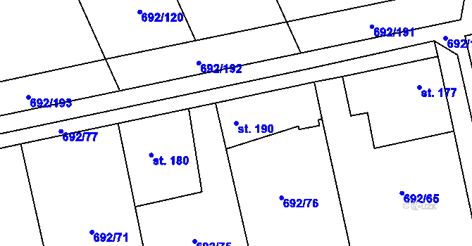Parcela st. 190 v KÚ Dolní Lukavice, Katastrální mapa