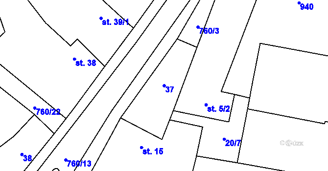 Parcela st. 37 v KÚ Dolní Lukavice, Katastrální mapa