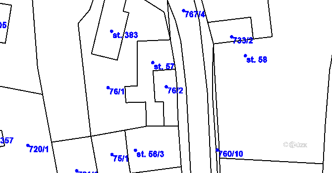 Parcela st. 76/2 v KÚ Dolní Lukavice, Katastrální mapa