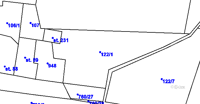 Parcela st. 122/1 v KÚ Dolní Lukavice, Katastrální mapa