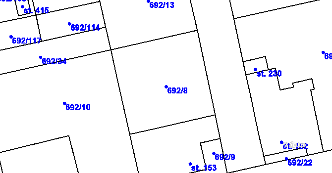Parcela st. 692/8 v KÚ Dolní Lukavice, Katastrální mapa