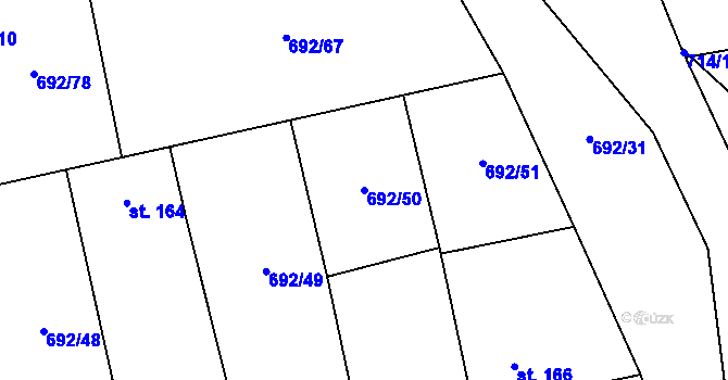 Parcela st. 692/50 v KÚ Dolní Lukavice, Katastrální mapa