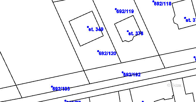 Parcela st. 692/120 v KÚ Dolní Lukavice, Katastrální mapa
