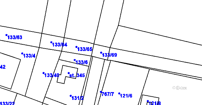 Parcela st. 133/69 v KÚ Dolní Lukavice, Katastrální mapa