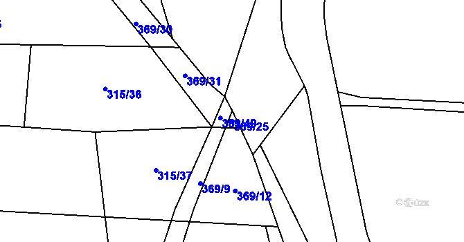 Parcela st. 369/25 v KÚ Dolní Lukavice, Katastrální mapa