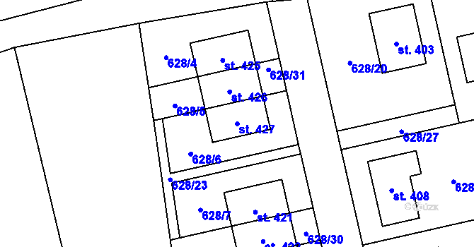 Parcela st. 427 v KÚ Dolní Lukavice, Katastrální mapa