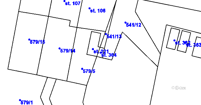 Parcela st. 364 v KÚ Dolní Lukavice, Katastrální mapa