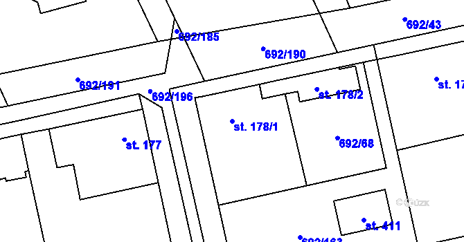Parcela st. 178/1 v KÚ Dolní Lukavice, Katastrální mapa