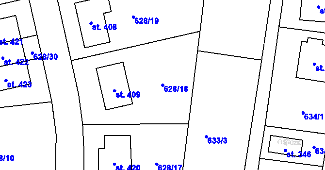 Parcela st. 628/18 v KÚ Dolní Lukavice, Katastrální mapa