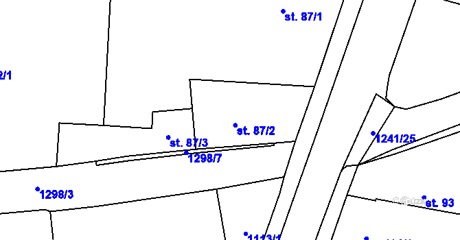Parcela st. 87/2 v KÚ Horní Lukavice, Katastrální mapa