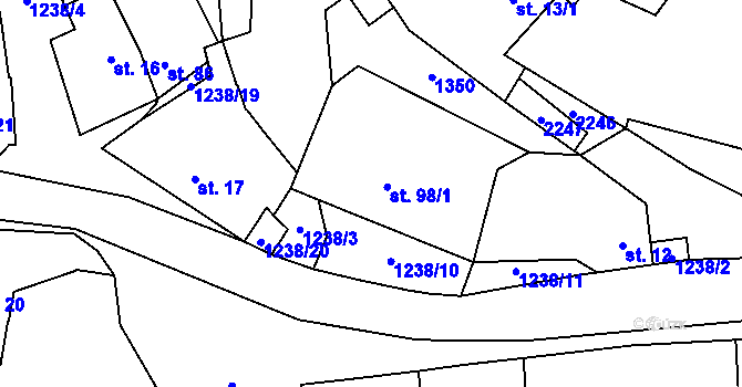 Parcela st. 98/1 v KÚ Horní Lukavice, Katastrální mapa