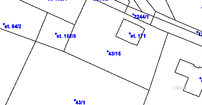 Parcela st. 43/15 v KÚ Horní Lukavice, Katastrální mapa