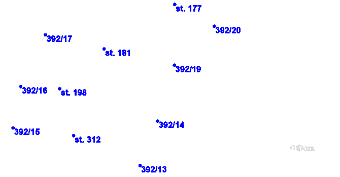 Parcela st. 392/7 v KÚ Horní Lukavice, Katastrální mapa