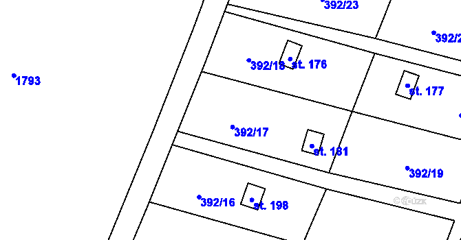 Parcela st. 392/17 v KÚ Horní Lukavice, Katastrální mapa