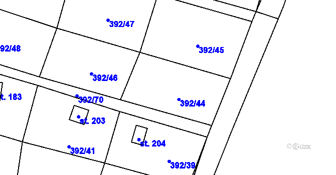 Parcela st. 392/44 v KÚ Horní Lukavice, Katastrální mapa
