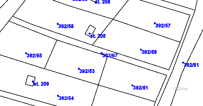 Parcela st. 392/67 v KÚ Horní Lukavice, Katastrální mapa