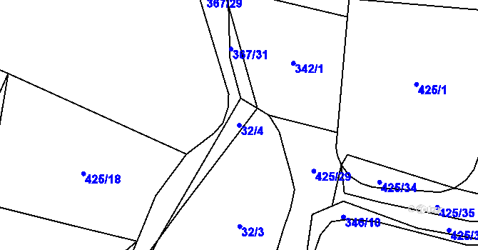 Parcela st. 32/4 v KÚ Horní Lukavice, Katastrální mapa