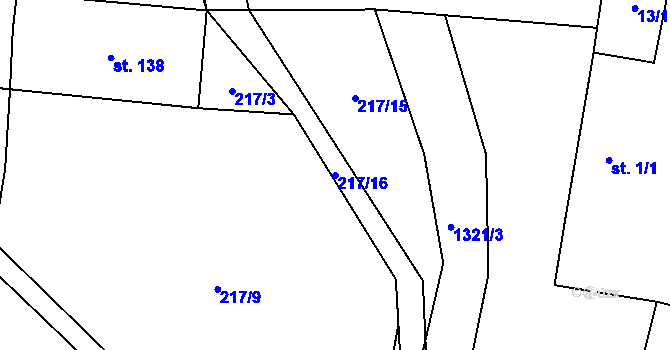 Parcela st. 217/16 v KÚ Horní Lukavice, Katastrální mapa