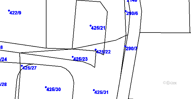 Parcela st. 425/22 v KÚ Horní Lukavice, Katastrální mapa
