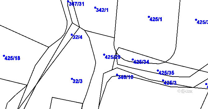 Parcela st. 425/29 v KÚ Horní Lukavice, Katastrální mapa