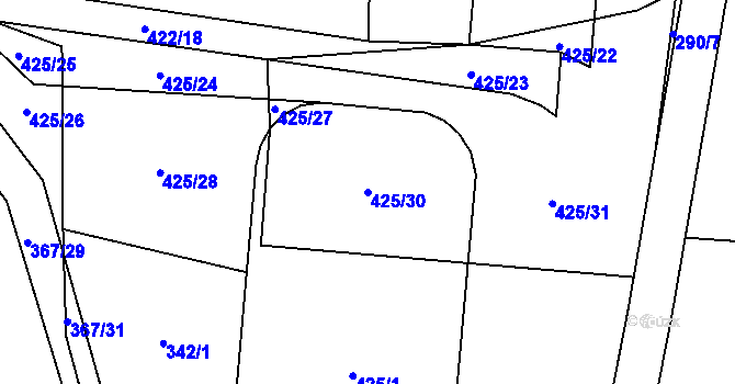 Parcela st. 425/30 v KÚ Horní Lukavice, Katastrální mapa