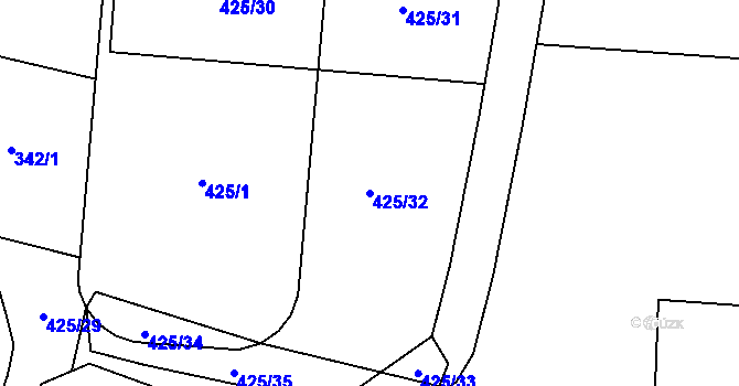 Parcela st. 425/32 v KÚ Horní Lukavice, Katastrální mapa