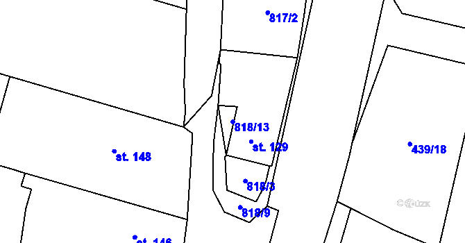 Parcela st. 818/13 v KÚ Horní Lukavice, Katastrální mapa