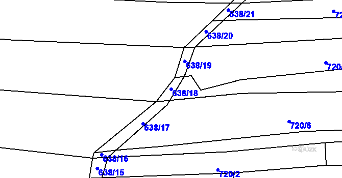 Parcela st. 638/18 v KÚ Krasavce, Katastrální mapa