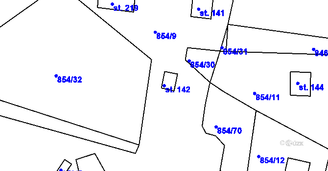 Parcela st. 142 v KÚ Lišice u Dolní Lukavice, Katastrální mapa