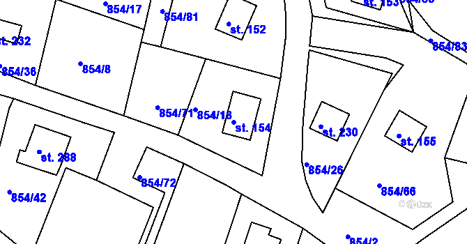 Parcela st. 154 v KÚ Lišice u Dolní Lukavice, Katastrální mapa