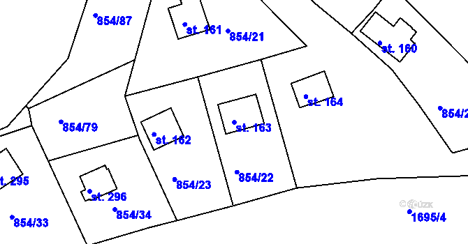 Parcela st. 163 v KÚ Lišice u Dolní Lukavice, Katastrální mapa