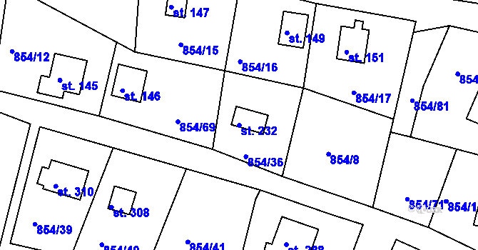 Parcela st. 232 v KÚ Lišice u Dolní Lukavice, Katastrální mapa