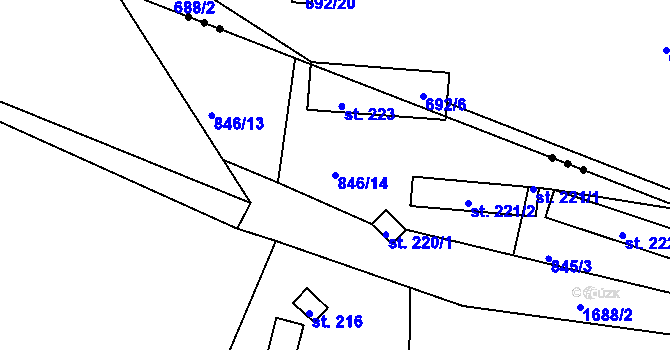 Parcela st. 846/14 v KÚ Lišice u Dolní Lukavice, Katastrální mapa