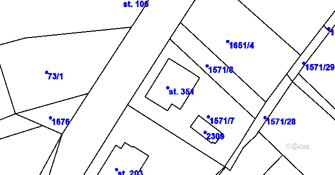 Parcela st. 351 v KÚ Lišice u Dolní Lukavice, Katastrální mapa