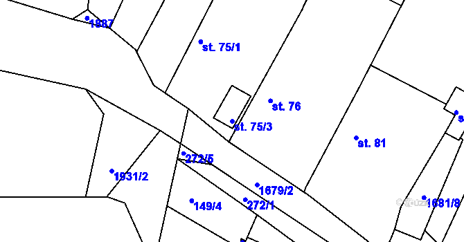 Parcela st. 75/3 v KÚ Lišice u Dolní Lukavice, Katastrální mapa
