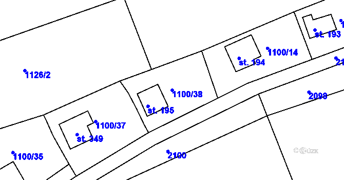 Parcela st. 1100/38 v KÚ Lišice u Dolní Lukavice, Katastrální mapa