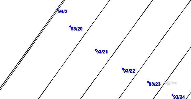 Parcela st. 93/21 v KÚ Snopoušovy, Katastrální mapa