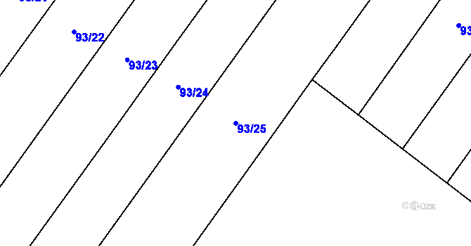 Parcela st. 93/25 v KÚ Snopoušovy, Katastrální mapa