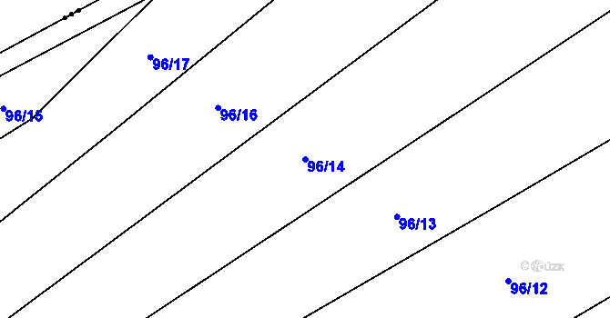 Parcela st. 96/14 v KÚ Snopoušovy, Katastrální mapa