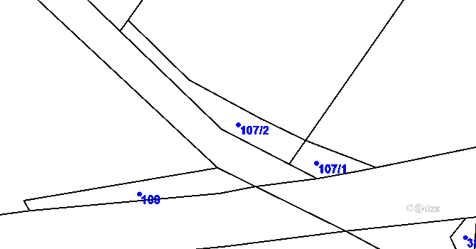 Parcela st. 107/2 v KÚ Snopoušovy, Katastrální mapa