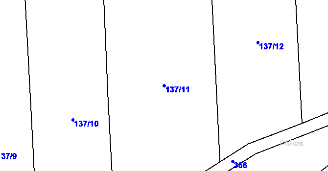Parcela st. 137/11 v KÚ Snopoušovy, Katastrální mapa