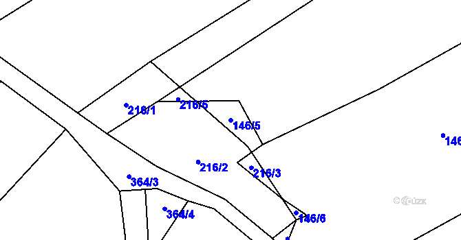 Parcela st. 146/5 v KÚ Snopoušovy, Katastrální mapa