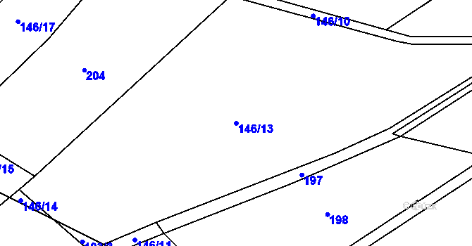 Parcela st. 146/13 v KÚ Snopoušovy, Katastrální mapa